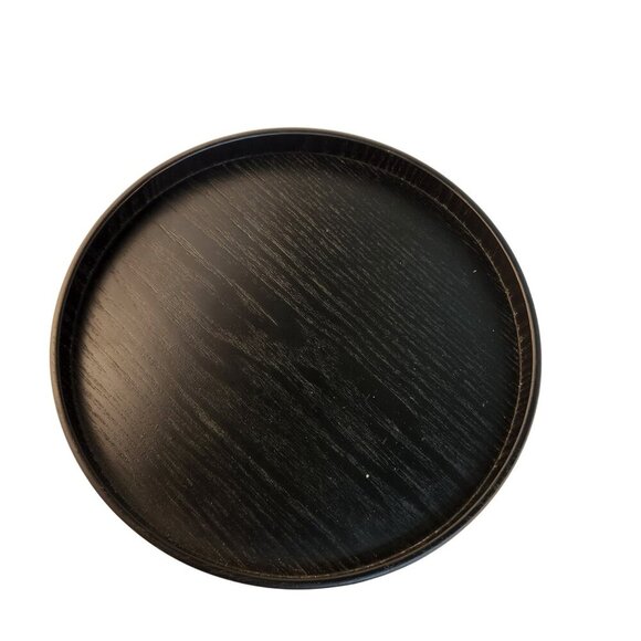 Black Round Wooden Serving Tray - Minimalist Display Design - Picture 6 of 10